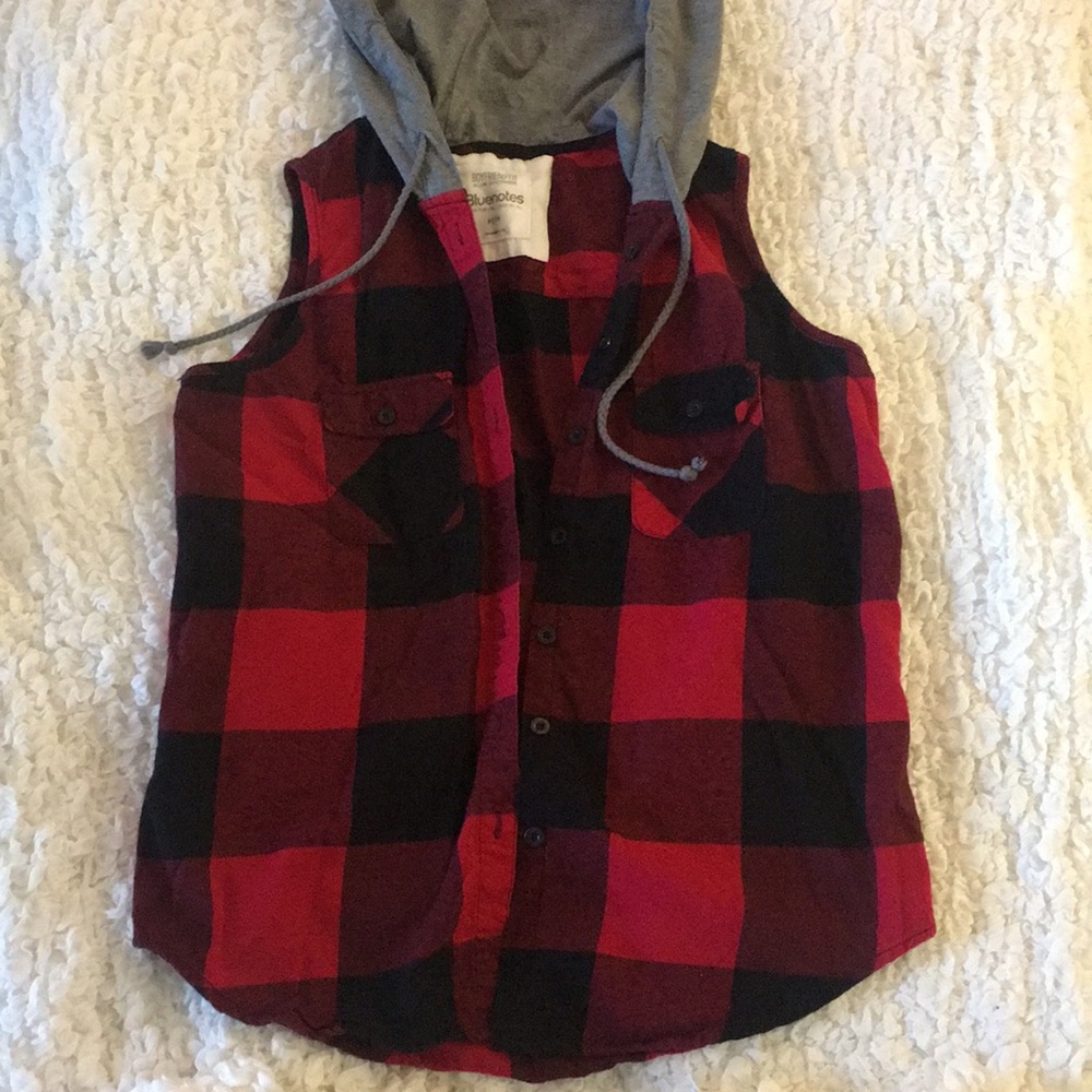 Buffalo Plaid Sleeveless Hoodie